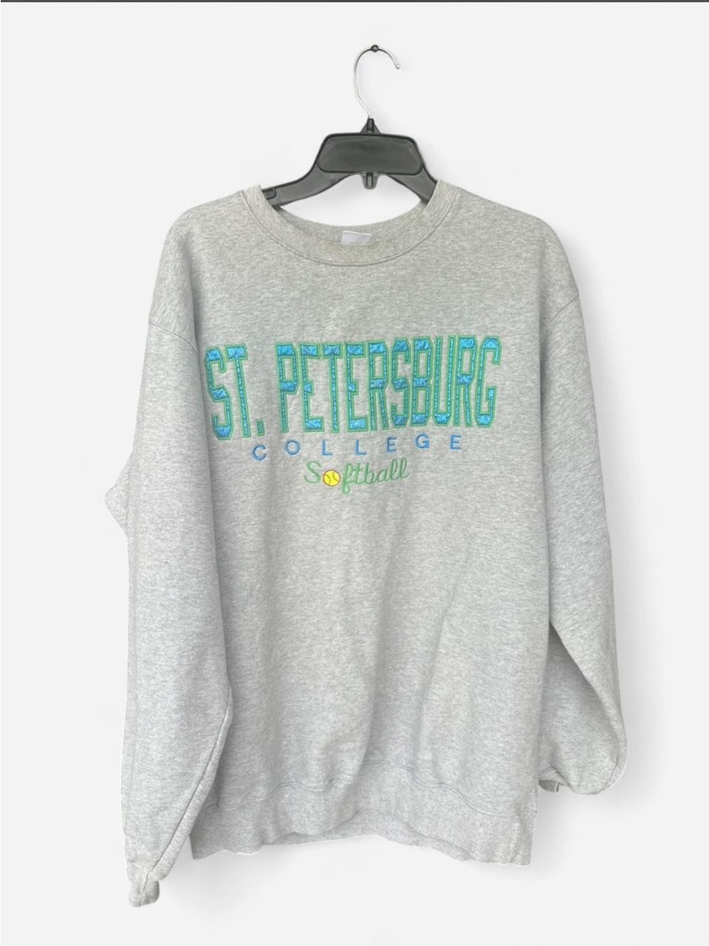 adidas Gray St. Petersburg College Softball Sweatshirt with Teal & Yellow Logo